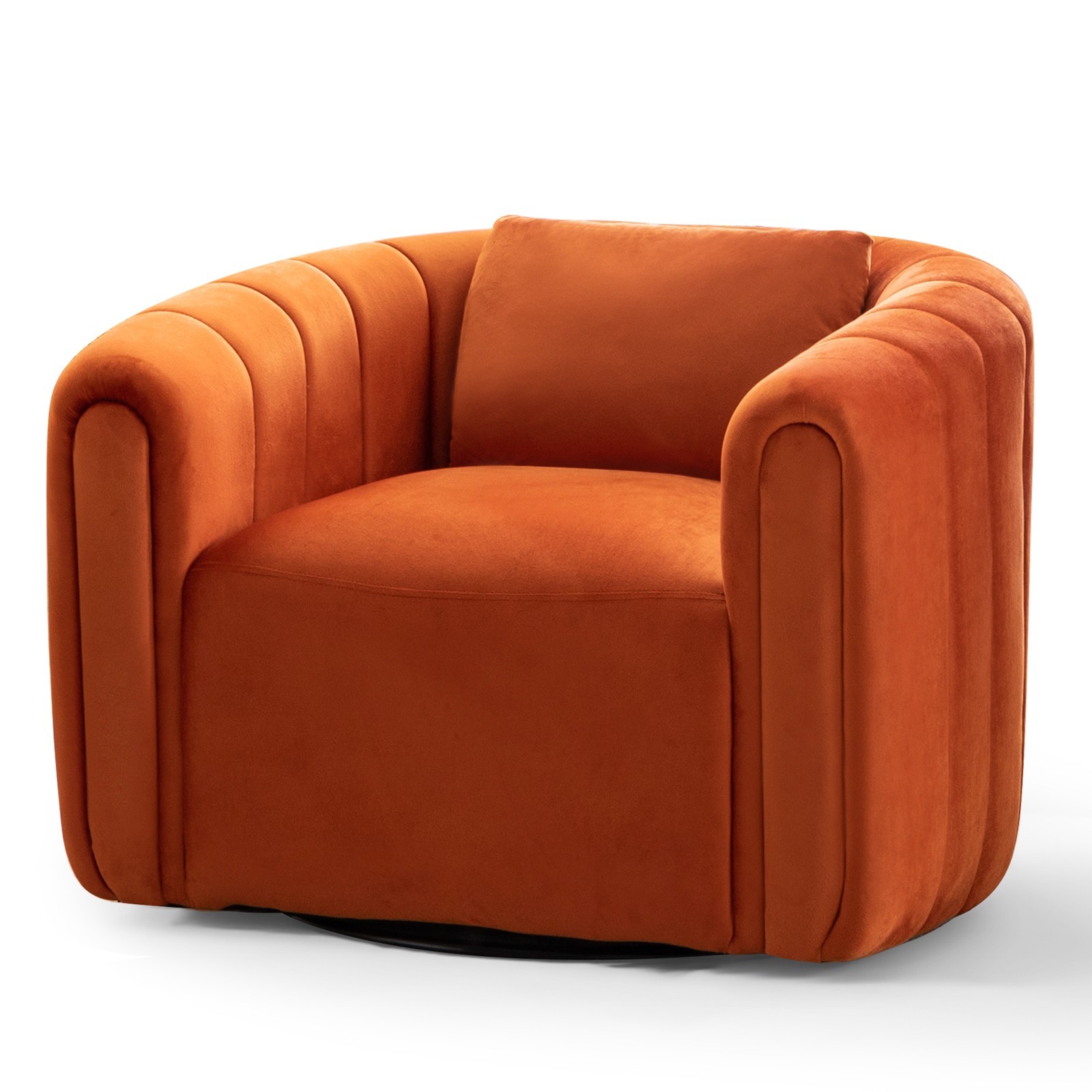 EBELLO Swivel Accent Chair, Velvet Barrel Chair for Living Room, Comfy Armchair