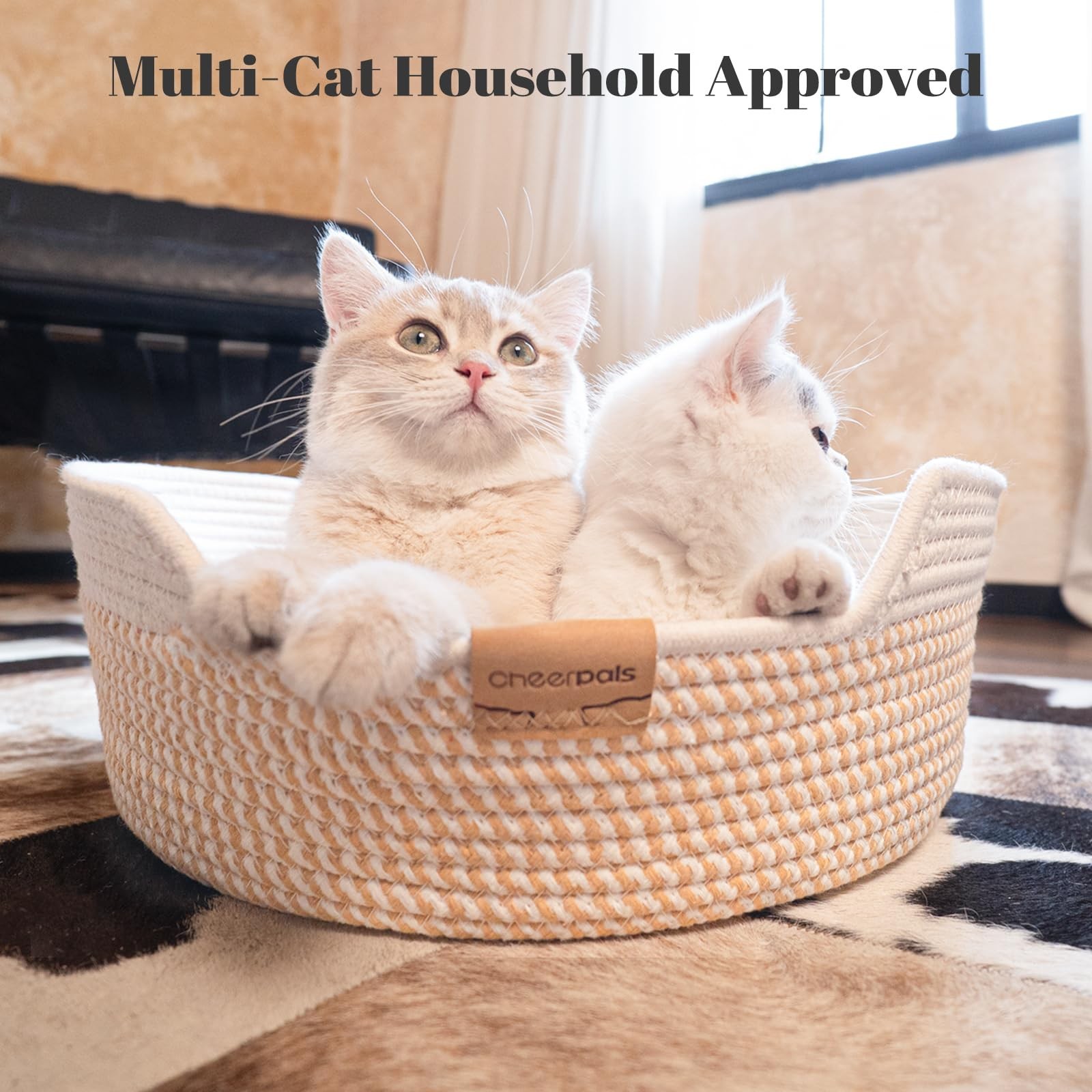 Cheerhome Pets Cat Bed Basket Cushion Cotton Rope Woven Pet Bed For Indoor Cats