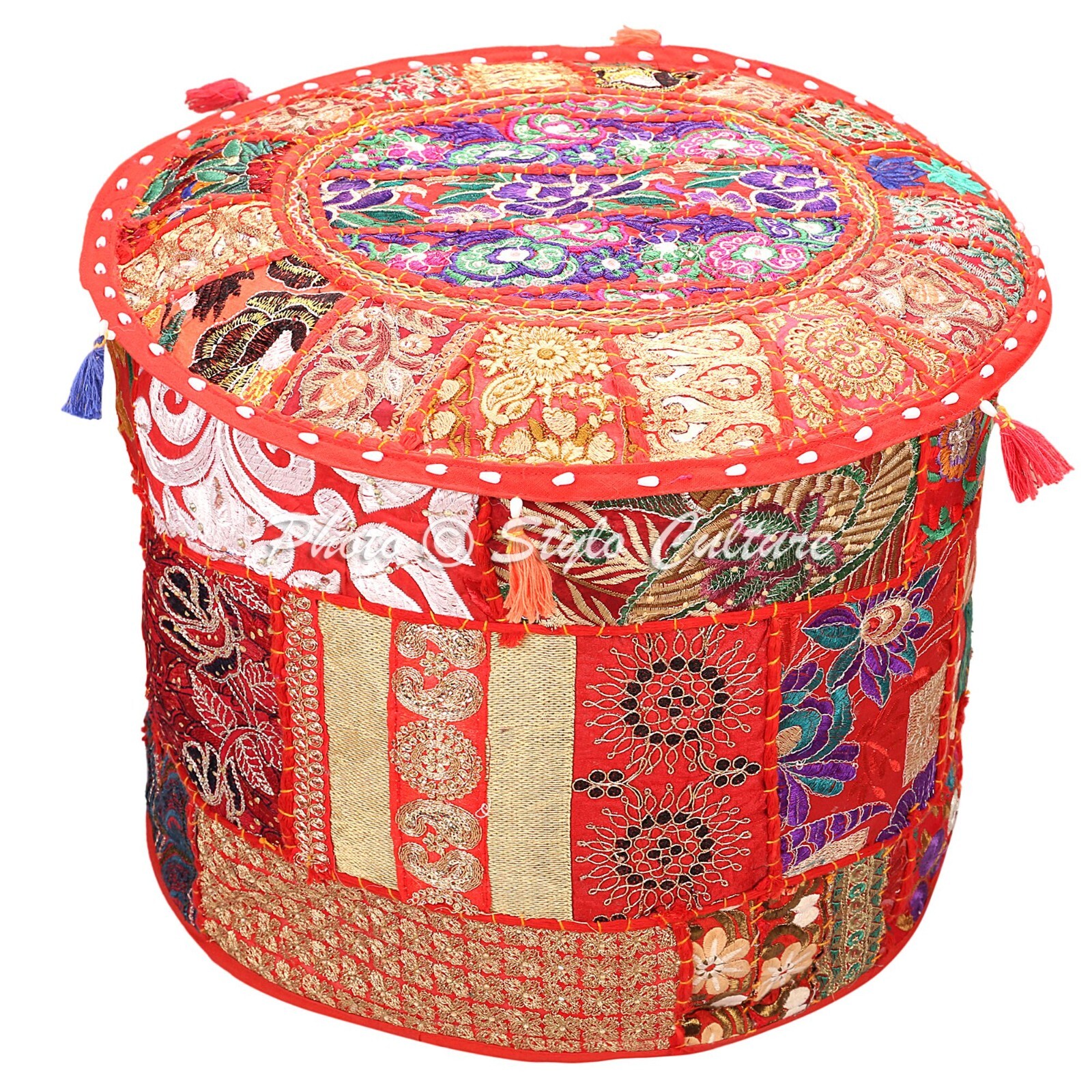 Boho 16 in Bohemian Patchwork Pouf Cover Ottoman Ethnic Decor Pouffe Foot Stool