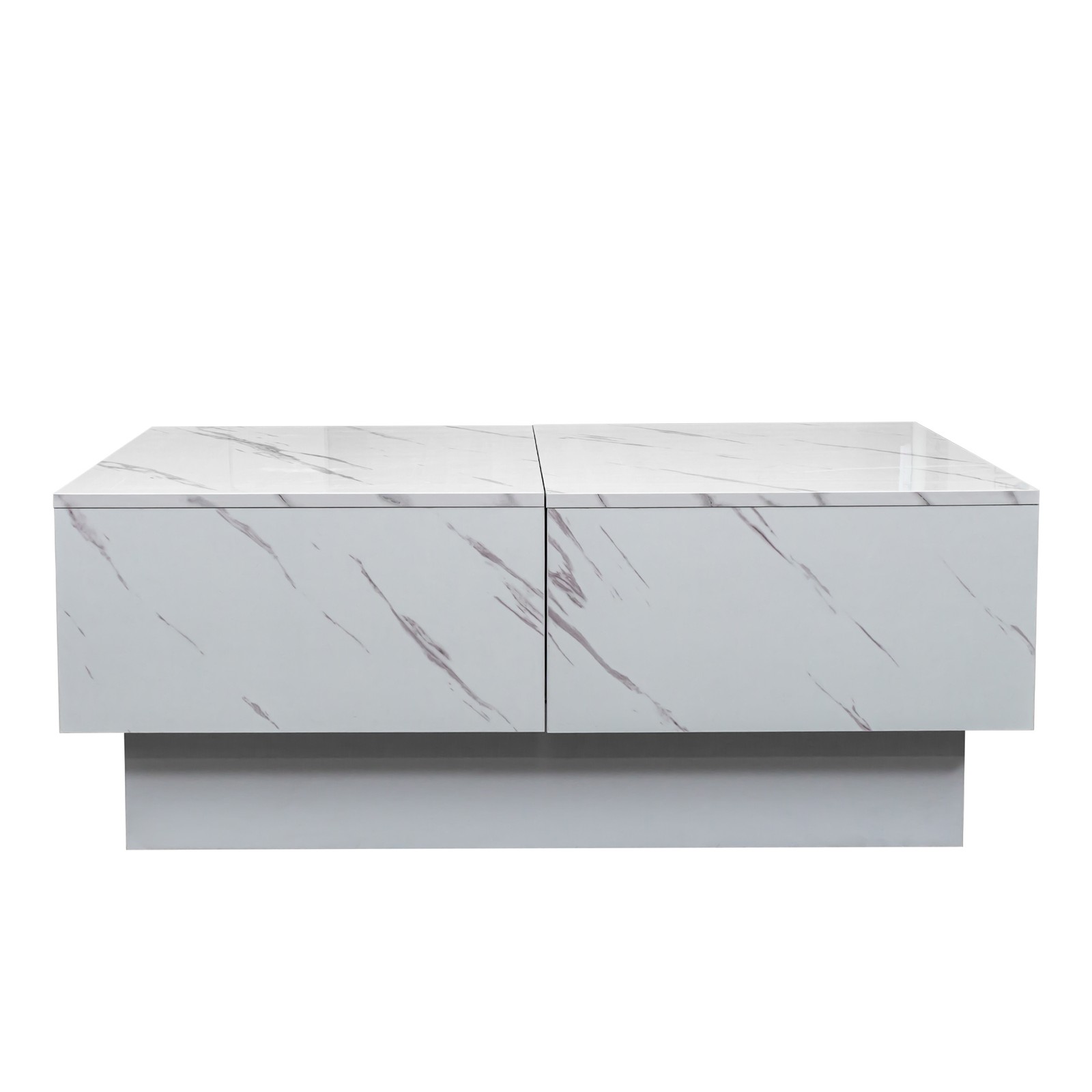 Extendable Coffee Table with Sliding Top & Hidden Storage, White