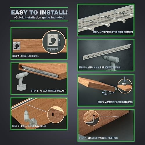 Aluminum Floating Shelves Wall Bracket System, 125LB Capacity, 2-Pack, 23.75