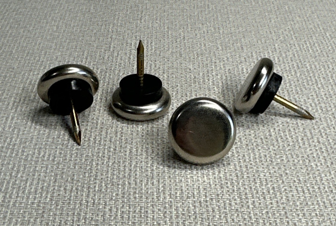 3 pounds of Nickel Base Metal Nail-On Glides for Wood Furniture 7/8″ approx. 180