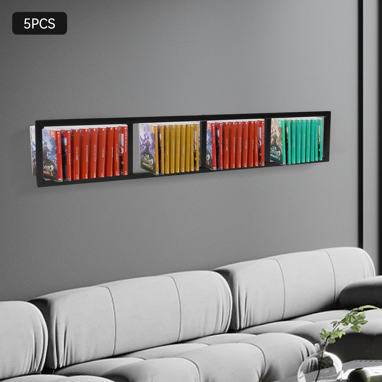 5PCs 34 In Video Game Rack Media Storage Shelves for Wall, CD DVD Storage Shelf