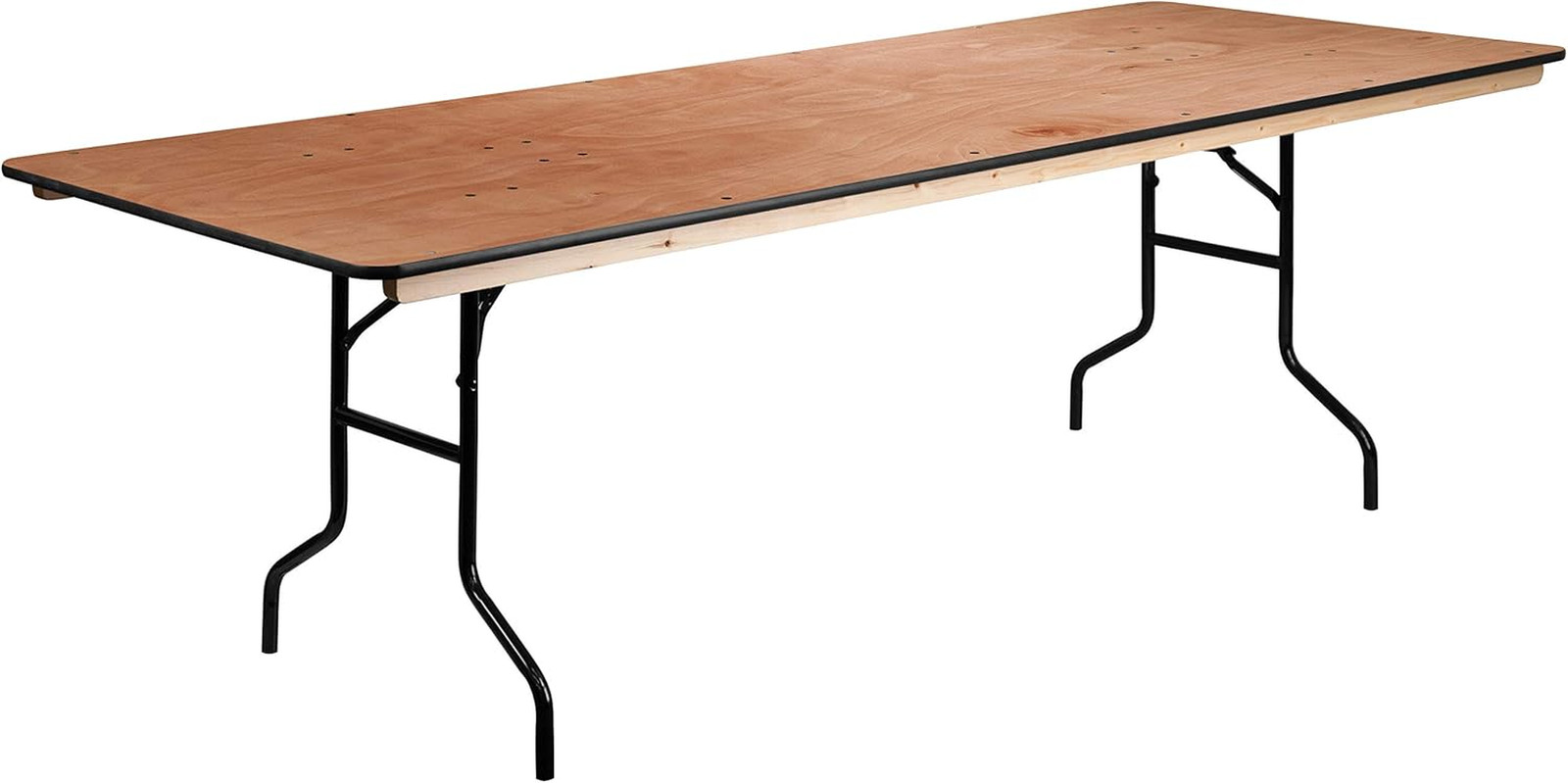 Fielder 8′ Rectangular Folding Table – Portable Wood Banquet Table, Natural/Blac