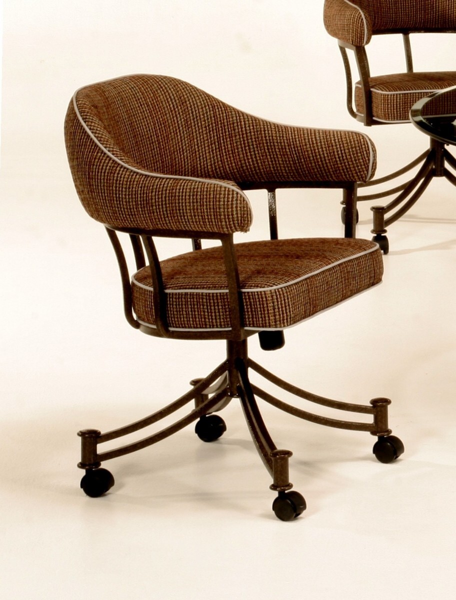 Tempo Furniture Lodge Swivel & Tilt Caster Dining Armchair Arm Chair (USA-Made)