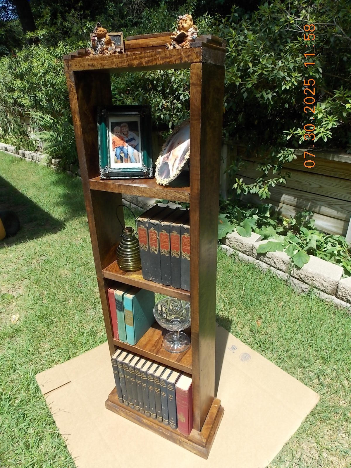 Unique Mid-Century Art Deco? Open Bookshelf 17 3/4 X 7 3/4 @ base 52″ Tall 0 S&H