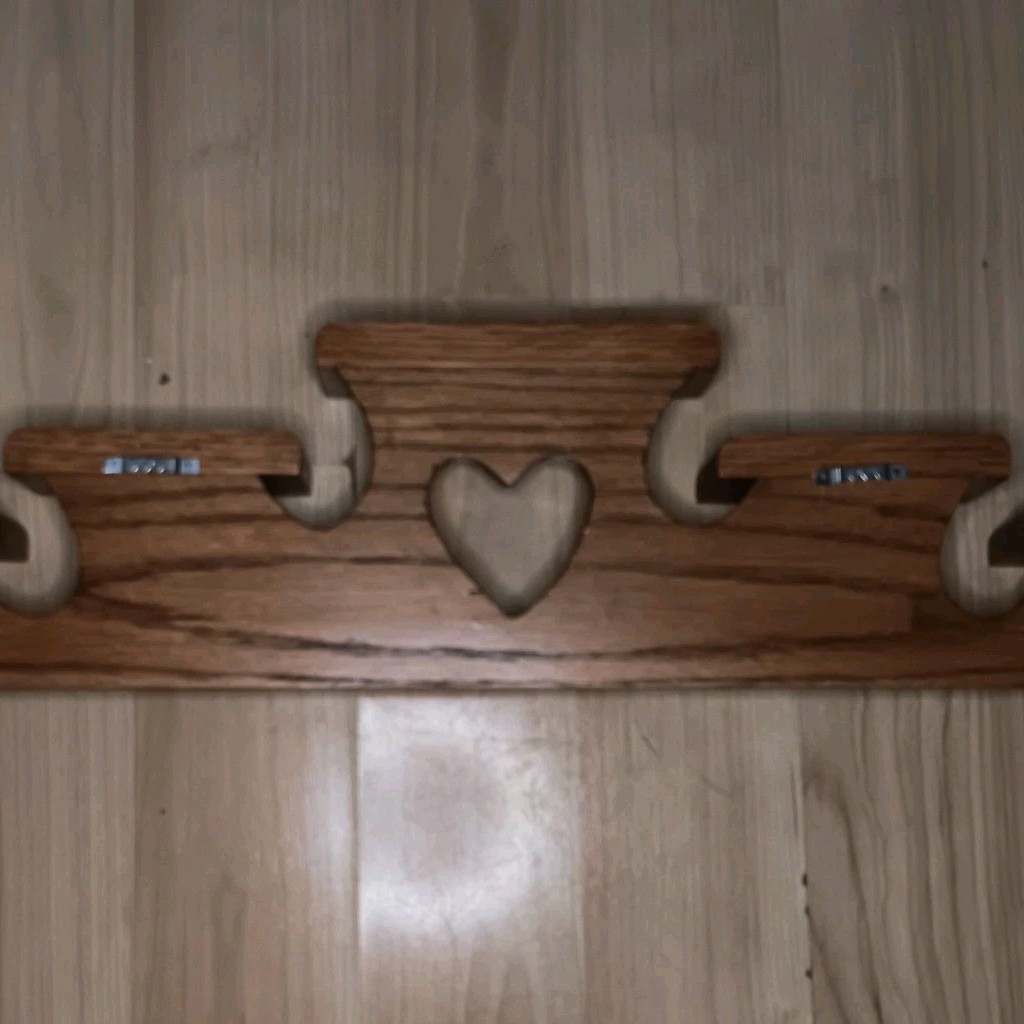 Vtg 80s Oak Wood Heart Cutout Staggered Wall Shelf Cottagecore Farmhouse 25.5″