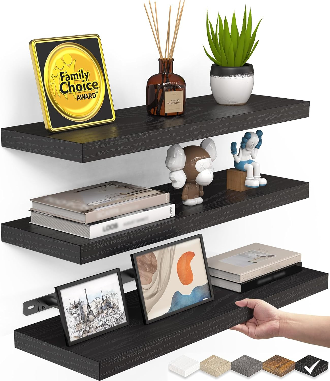 Floating Shelves for Wall, Wall Mounted Rustic Wood Shelves for Bathroom, Bed…