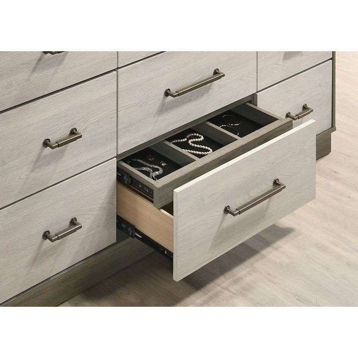 NEW 5PC Two-Tone Gray Oak Modern Rustic Queen King Storage Bedroom Set B/D/M/N/C