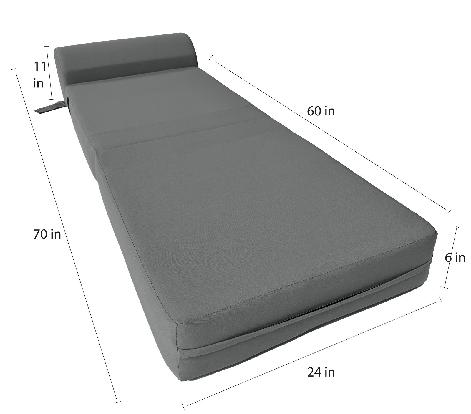 Sleeper Chair Folding Foam Beds, Portable Couch Sit Sleep 6 x 24 x 70 Gray