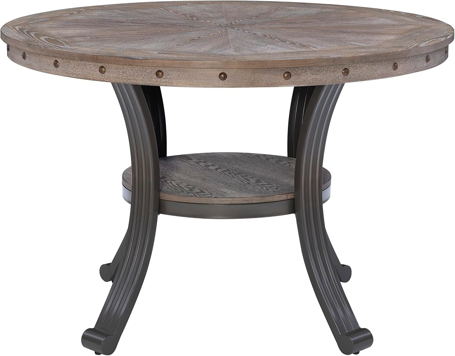 Franklin Pewter Metal and Rustic Wood Table Dining