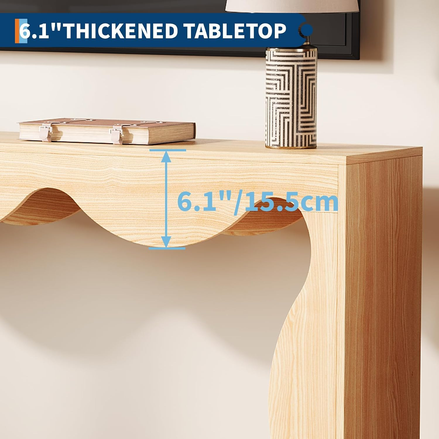 Rustic 63″ Farmhouse Console Table with Storage Shelf for Living Room