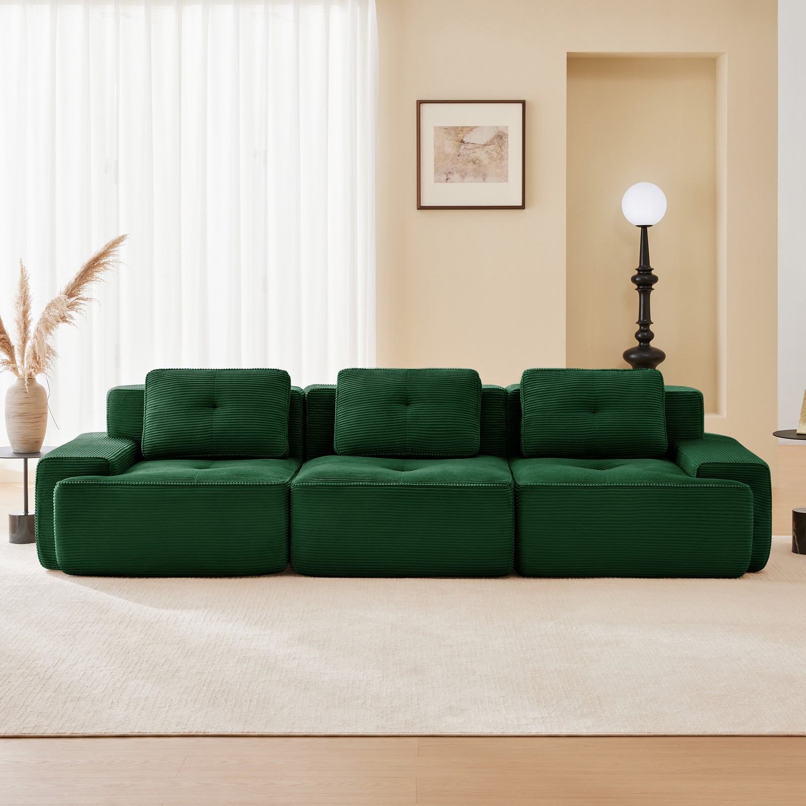 117″ Modern Modular Sectional Sofa for Living Room, Corduroy Fabric,Oversized