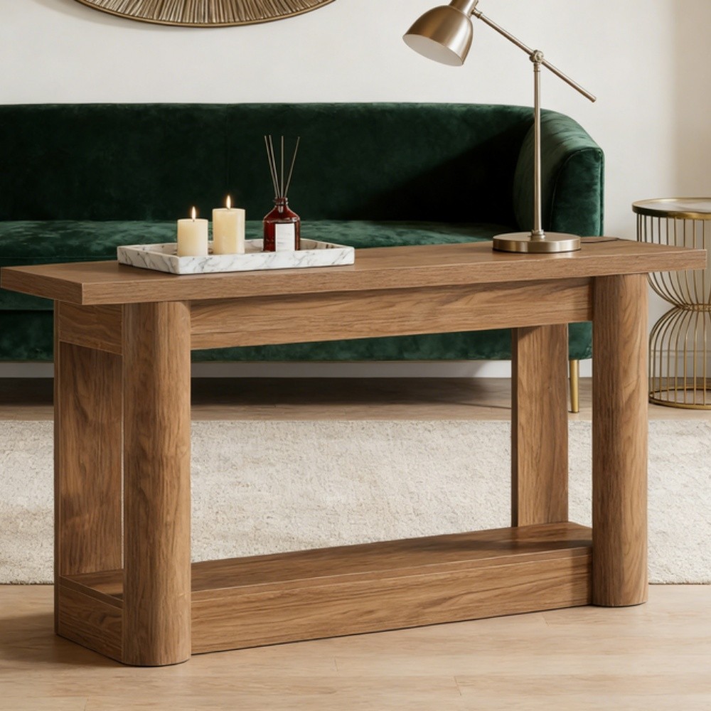 Long Console Table Entry Table with Lower Shelf