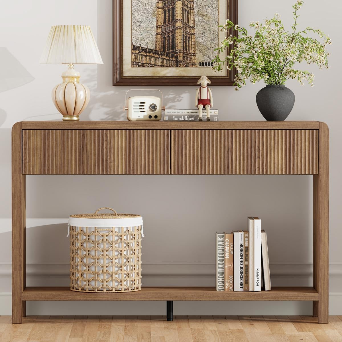 Console Sofa Table for Entryway, Wood Foyer Tables for Living Room, Farmhouse Co