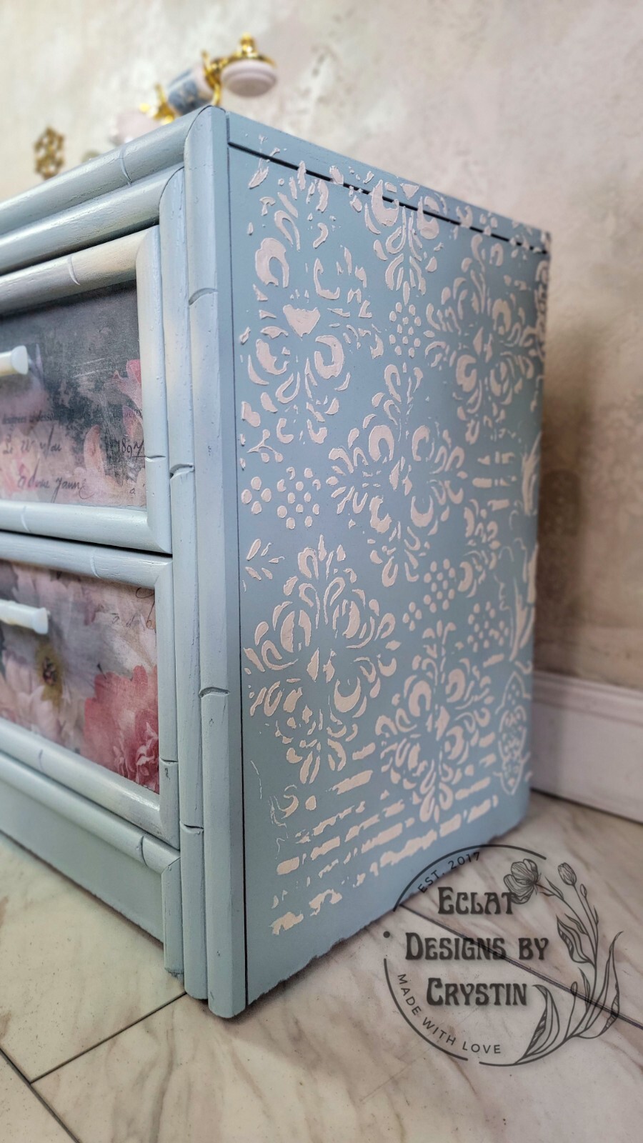 Romantic Blush Bouquet bali nightstands end tables set