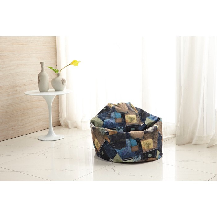 Jeans Print Junior Bean Bag Sofa Chair w/ Polystyrene Beads Fillings