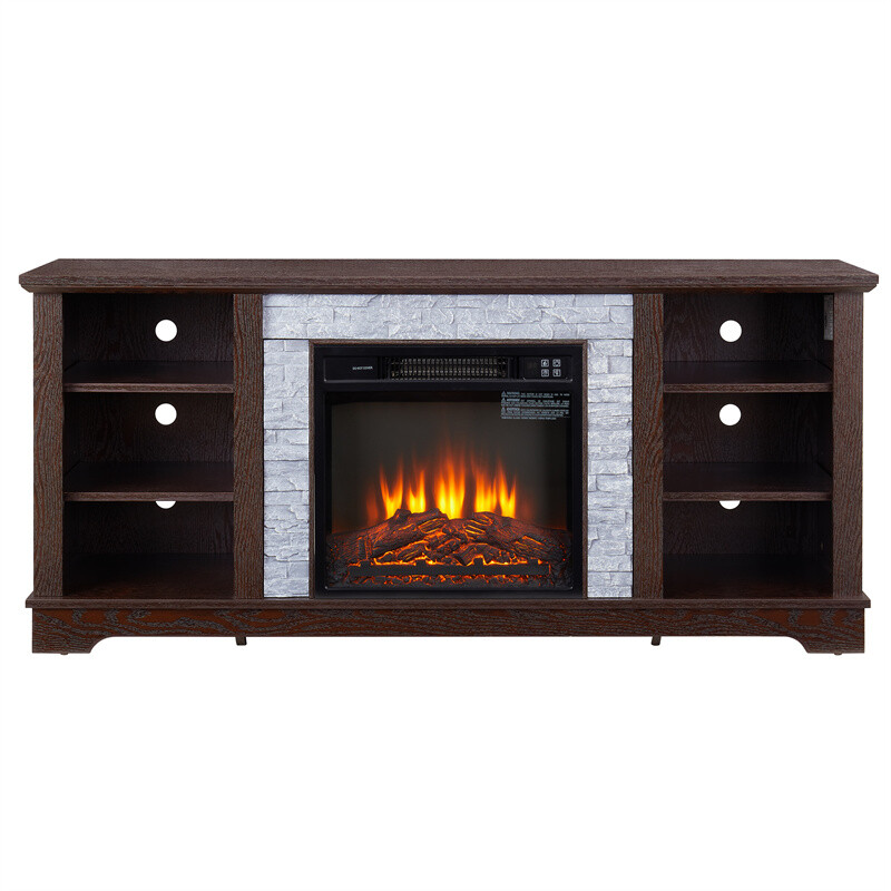 58 in Fireplace TV Stand w/18″ 1400W Electric Fireplace for TVs up to 65″-Cherry