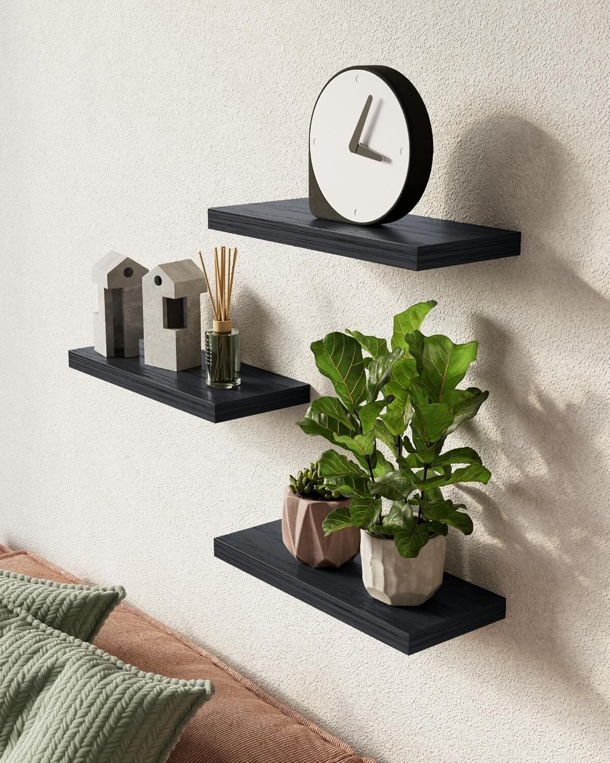BAYKA Floating Shelves for Wall, Wall Mounted Rustic Wood Shelves for Bathroom,