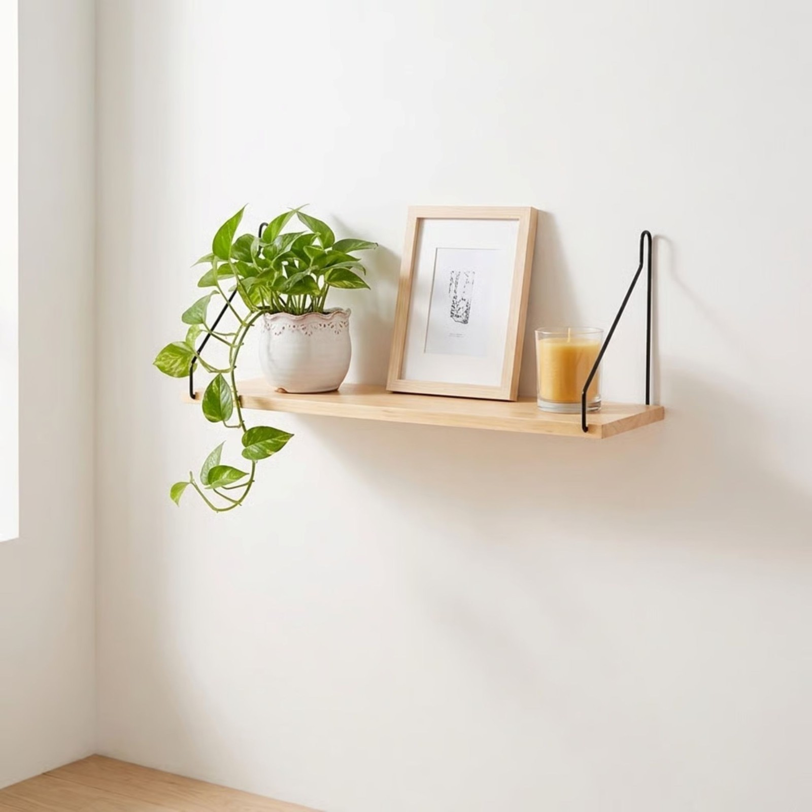 Wall Mounted Floating Shelves Rustic Wood Hanging Shelf 12×5.7 in Home Storage