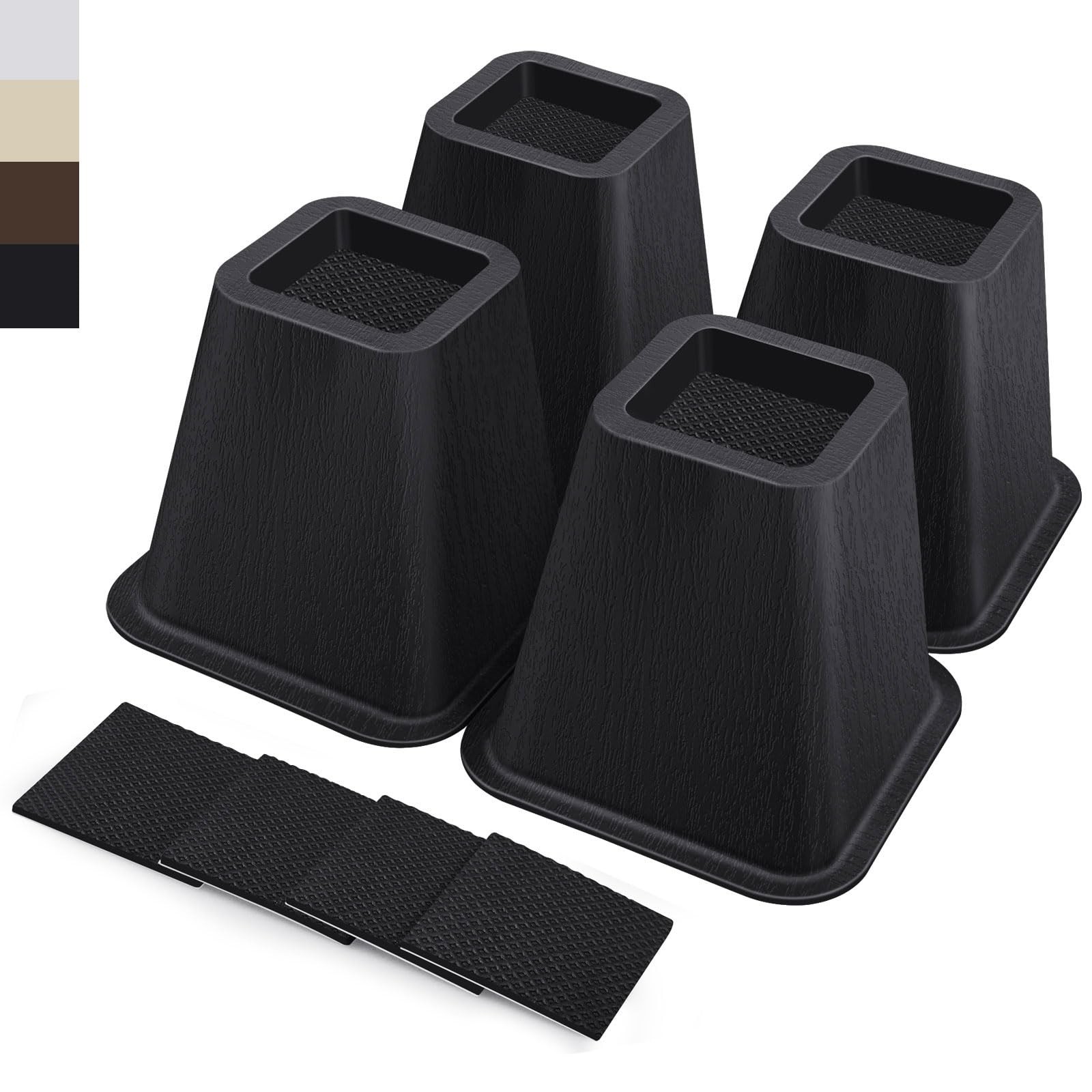 6 Inch Heavy Duty Bed Risers Furniture Lift 2200 LBS 4 Pack Black