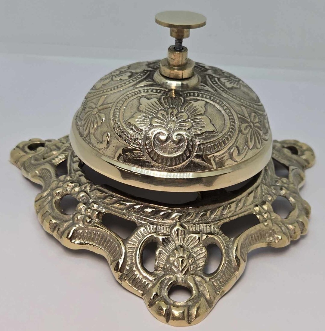 Cast Solid Brass Desk Bell service shop counter fancy antique vintage retro new