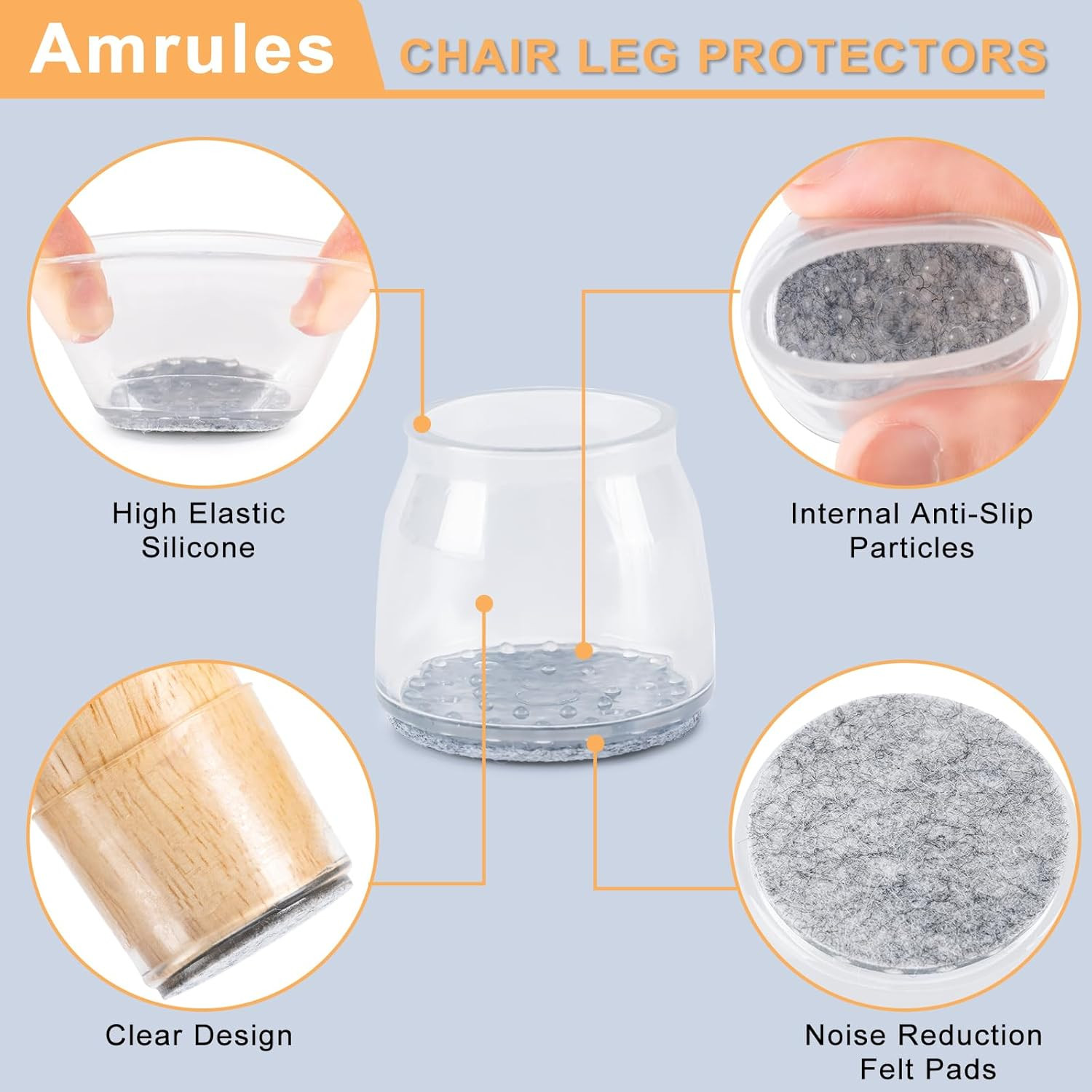 36Pcs Chair Leg Floor Protectors for Hardwood Floors, Silicone Chair Feet Caps t