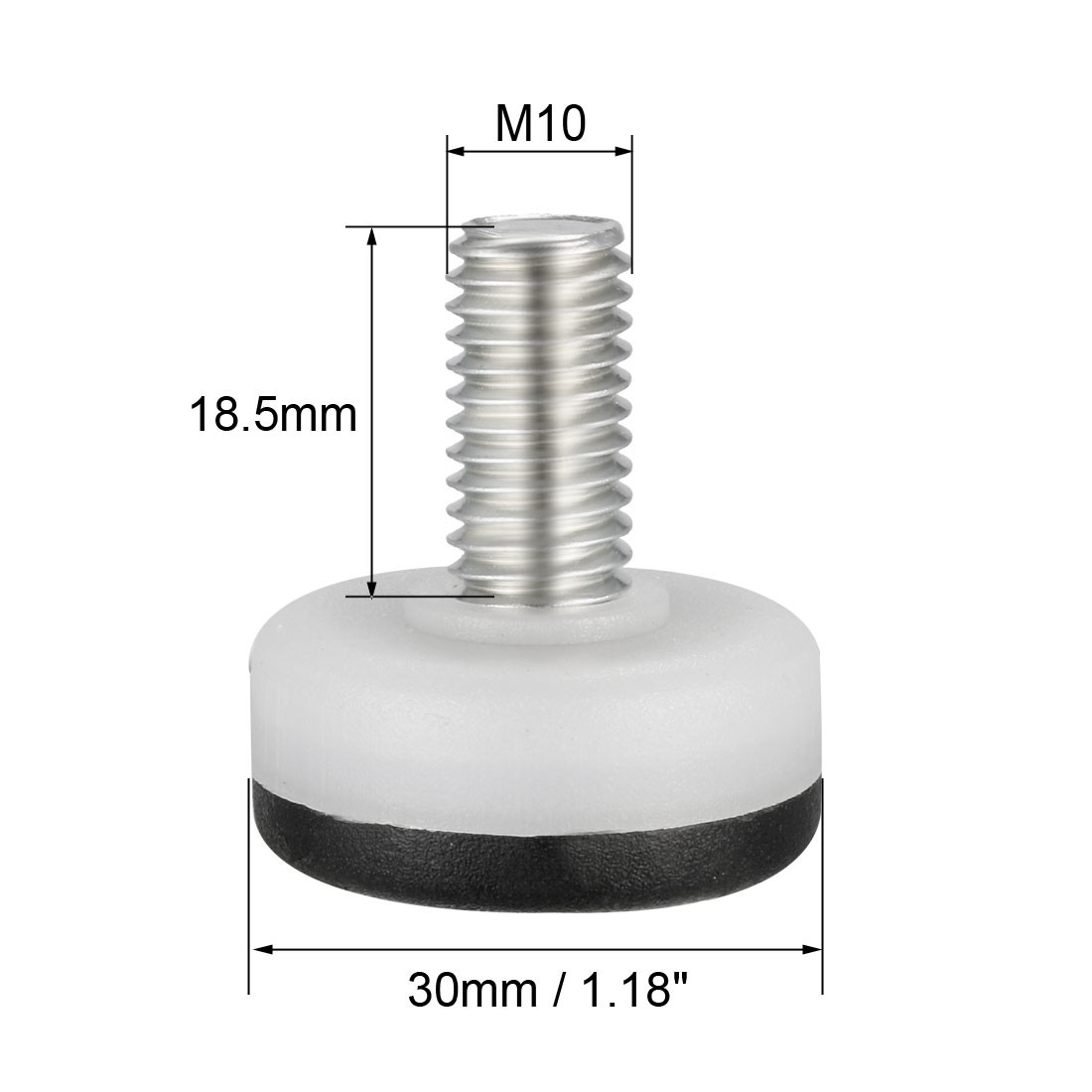 Furniture Levelers 14mm to 22mm Adjustable Height M10 x 18.5mm Threaded 12Pcs