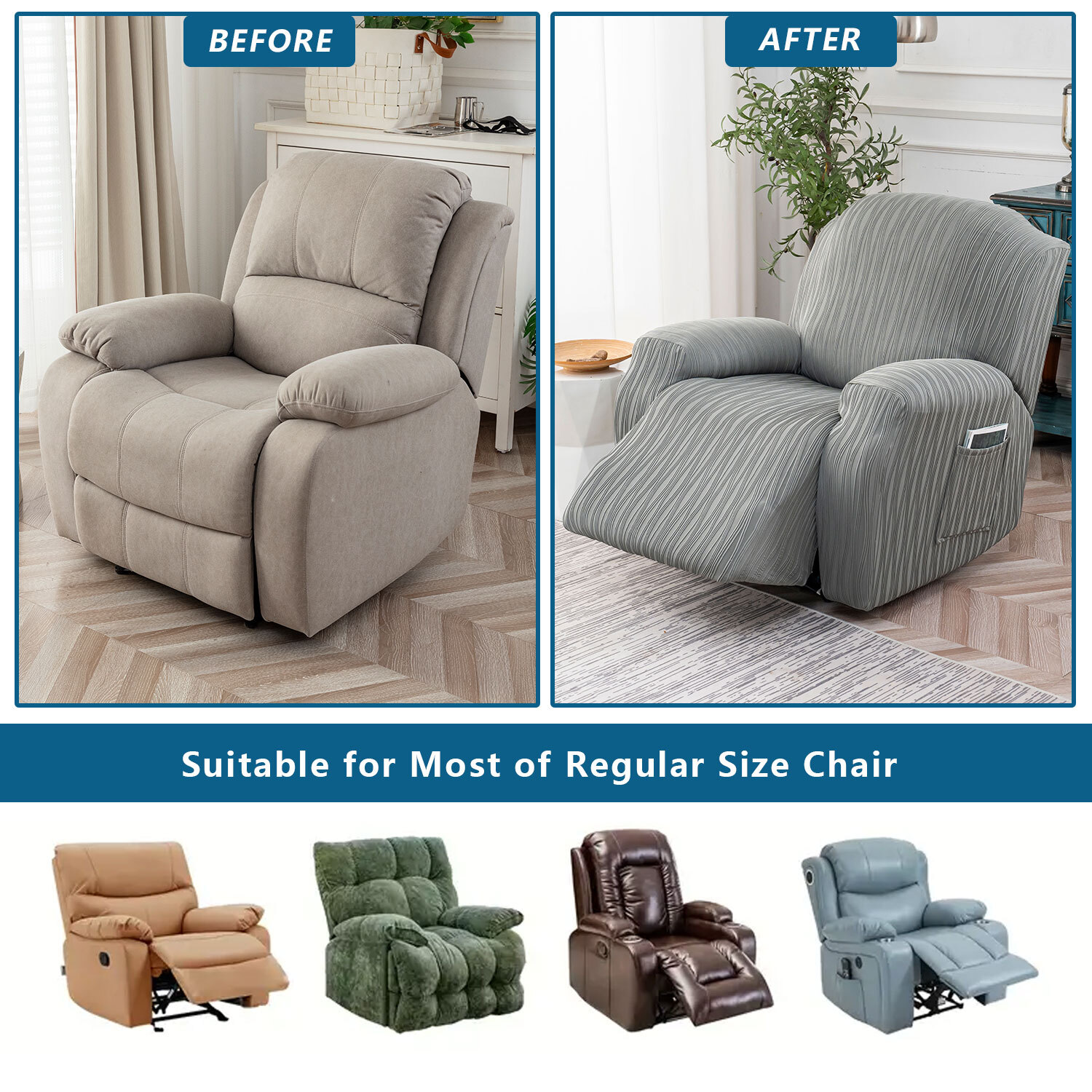 Waterproof recliner sofa cover stretch warm pet protection, household items