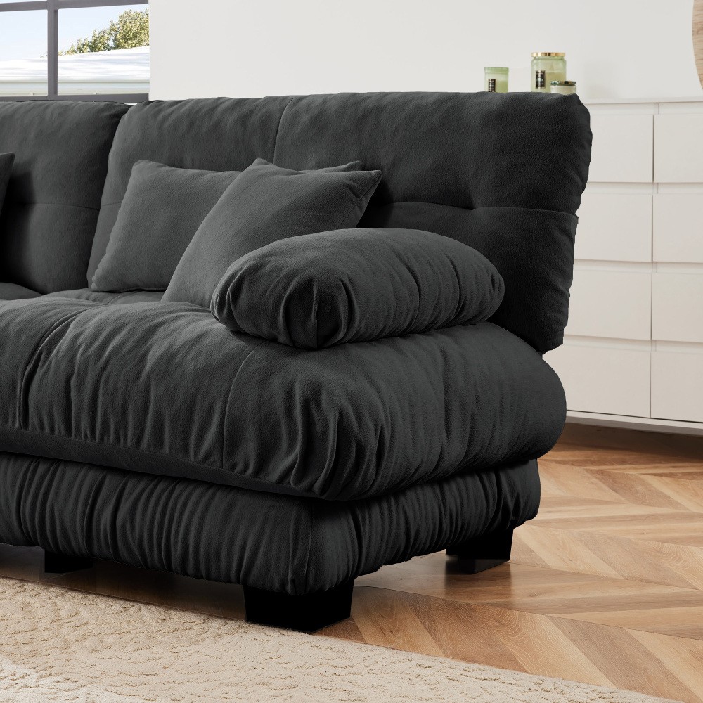27″ Gray Chenille Sofa LSF with 2 Pillows – 1-Seat Flexible Combination Sofa