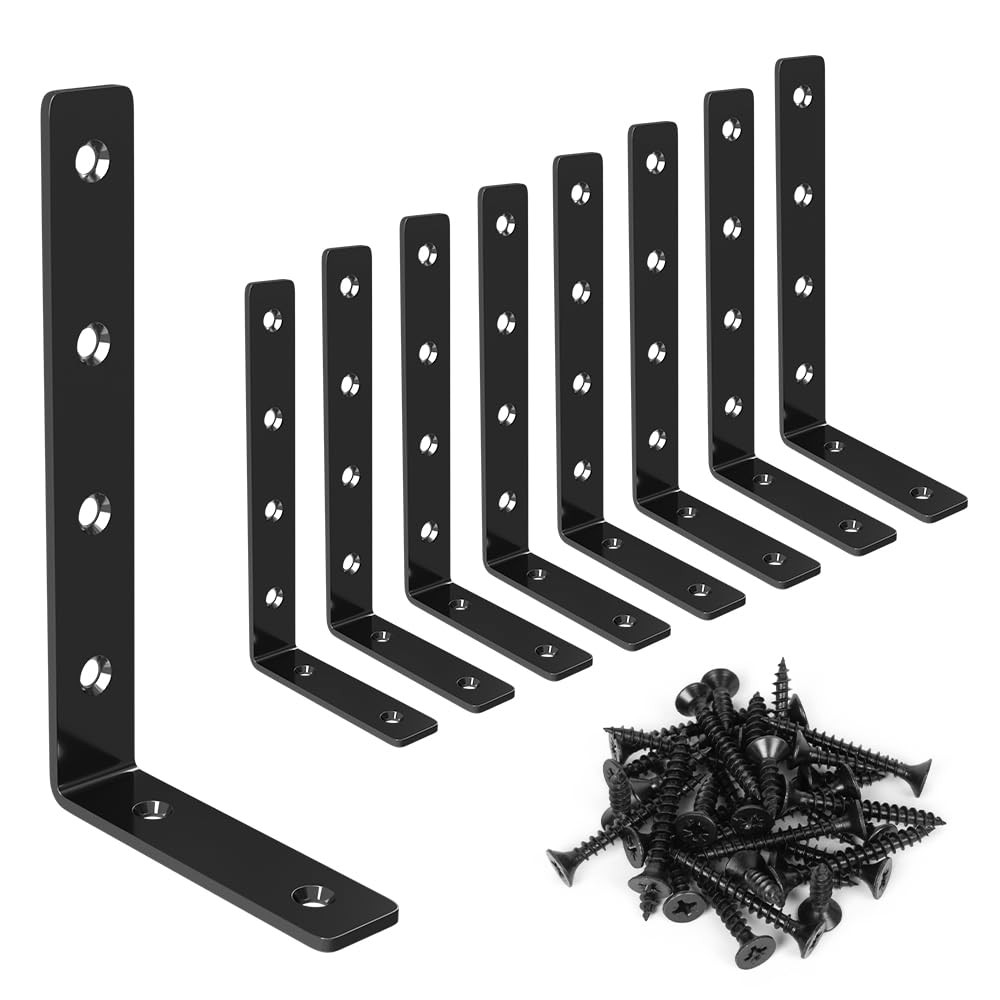 8 Pack Shelf Bracket, 5″ x 3″ L Brackets for Shelves, Heavy Duty Stainless Steel