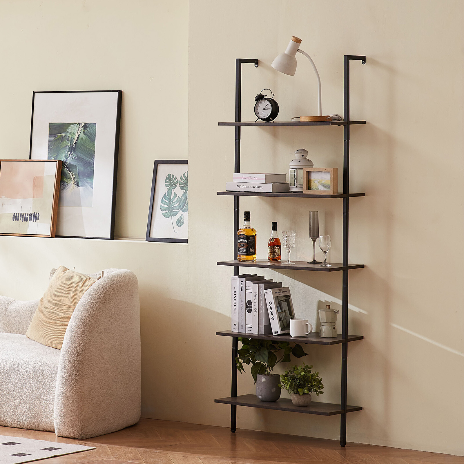 VEVOR Industrial Square Pipe Shelf 5 Tier 24×11.8in Wall-Mount for Bedroom