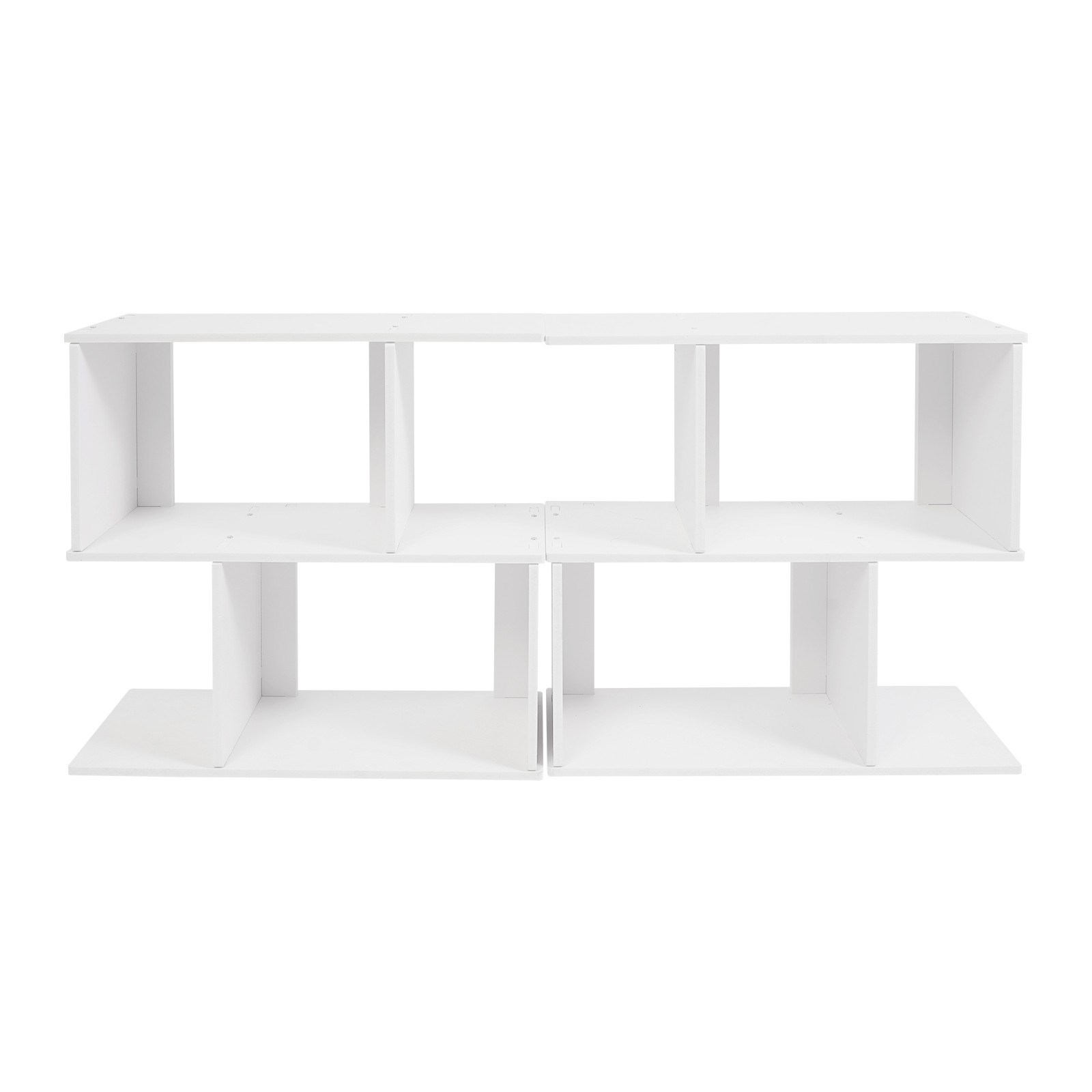 2 Tier Geometric Bookshelf, Freestanding Display Shelf, Z Shaped Open Bookcase
