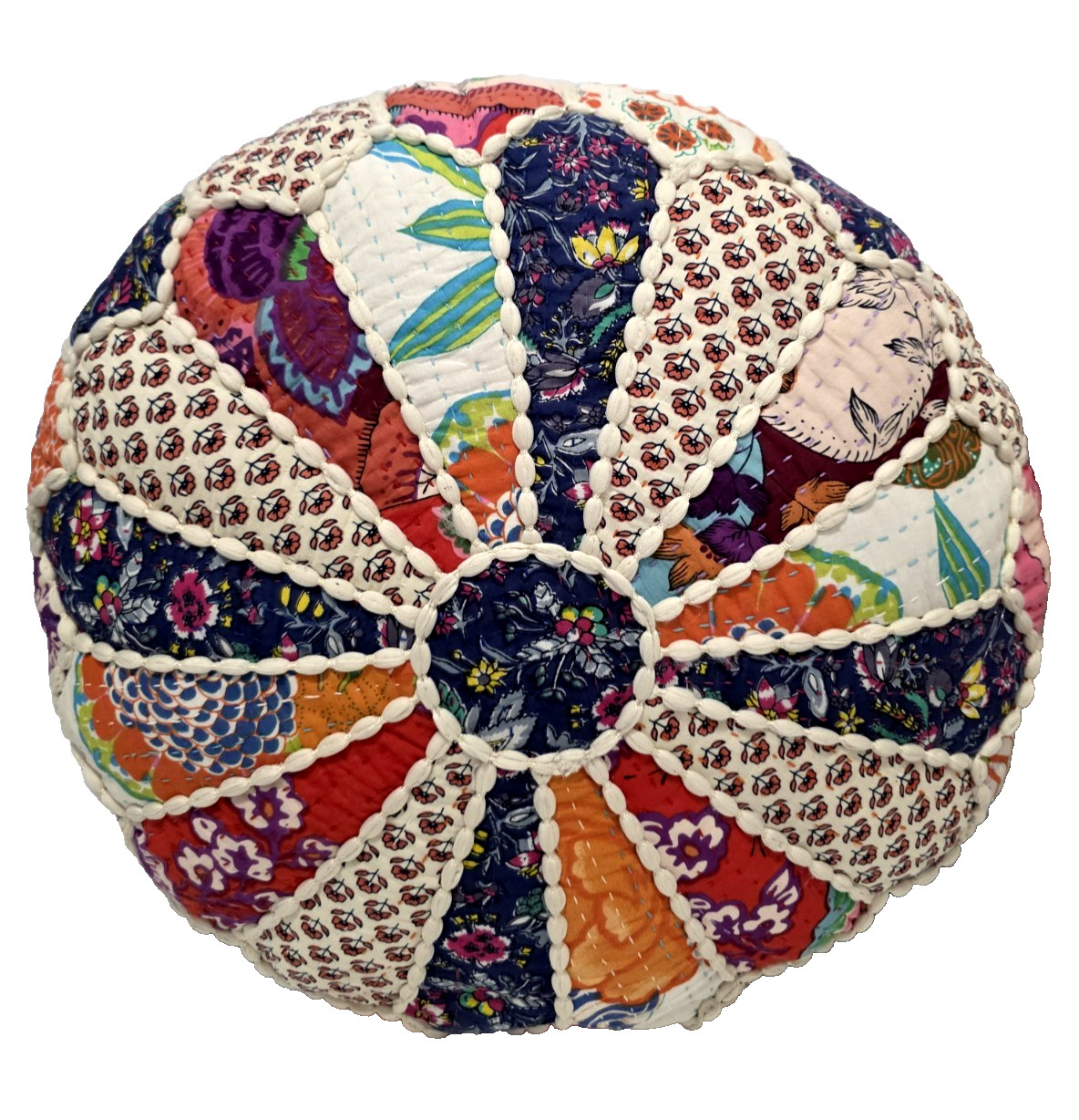 Patchwork Pouffe (Footstool), Approx. 60″ Circumferance, Multicolored