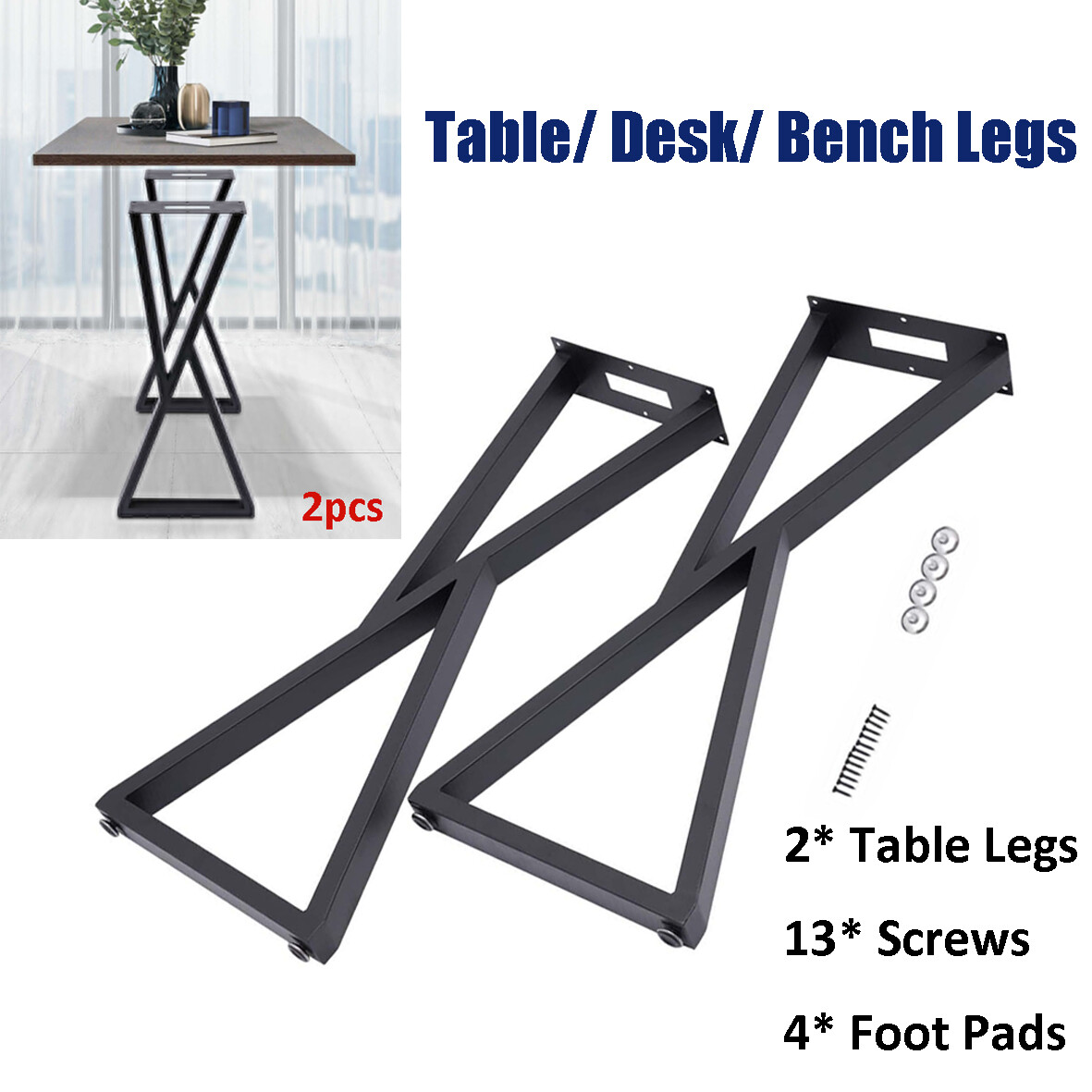 32 Inch Desk Bench Legs Table Legs DIY Furniture Legs With Anti-slip?Foot Pads