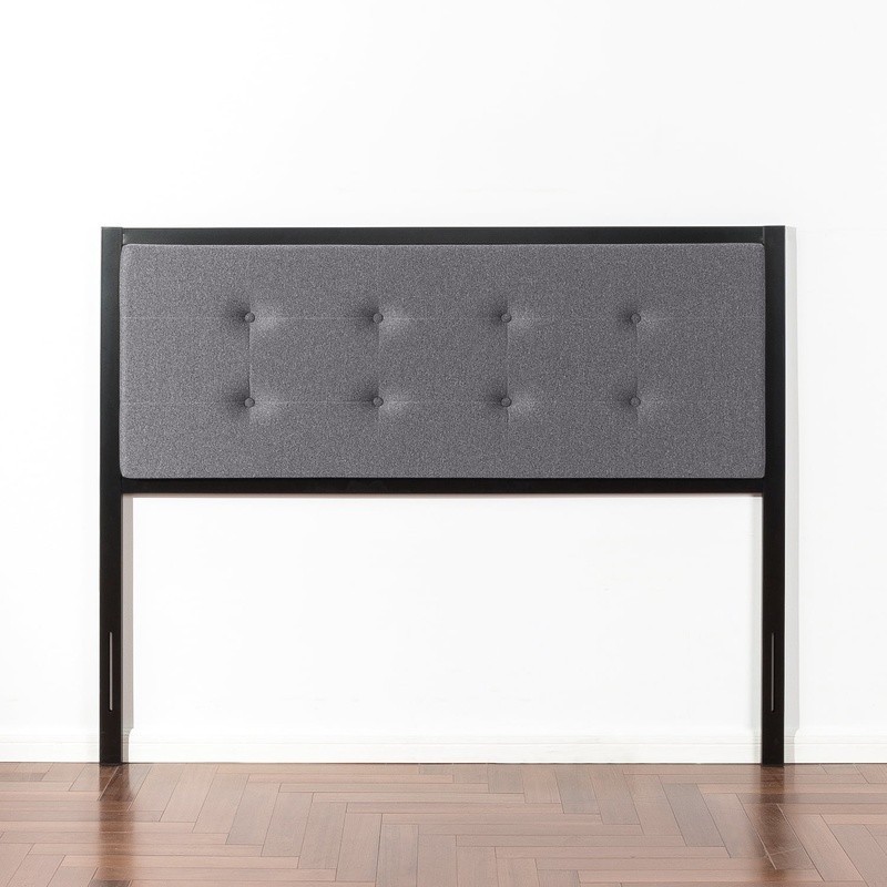 Modern Upholstered Headboard King Button Tufted Foam Padding Steel Frame New
