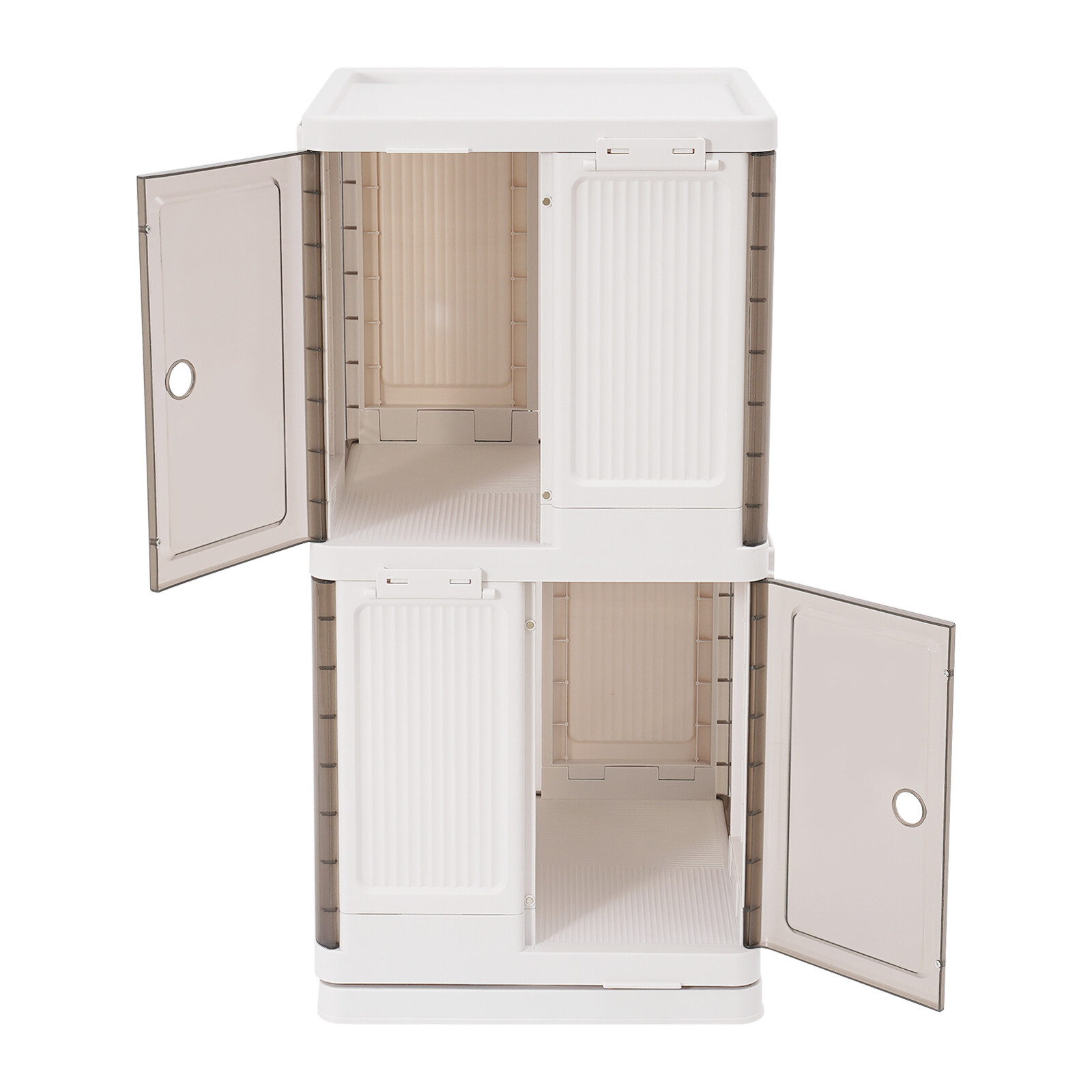 2-Tier Rotating Bookshelf PP Material 360 Bookcase Freestanding Storage Rack