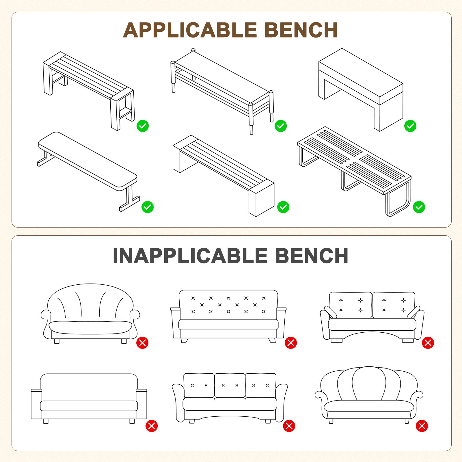 Jacquard Sofa Bench Cover, 41-51″ Solid Seat Cover [Coffee, M]