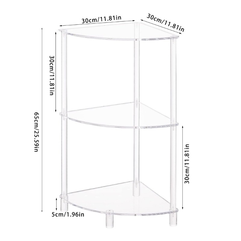 Sturdy Acrylic Corner Stand Three Levels for Books and Decorative Items