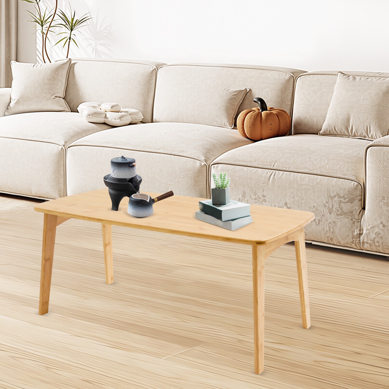 Folding Bamboo Table Foldable Floor Table Coffee Table for Sitting on The Floor