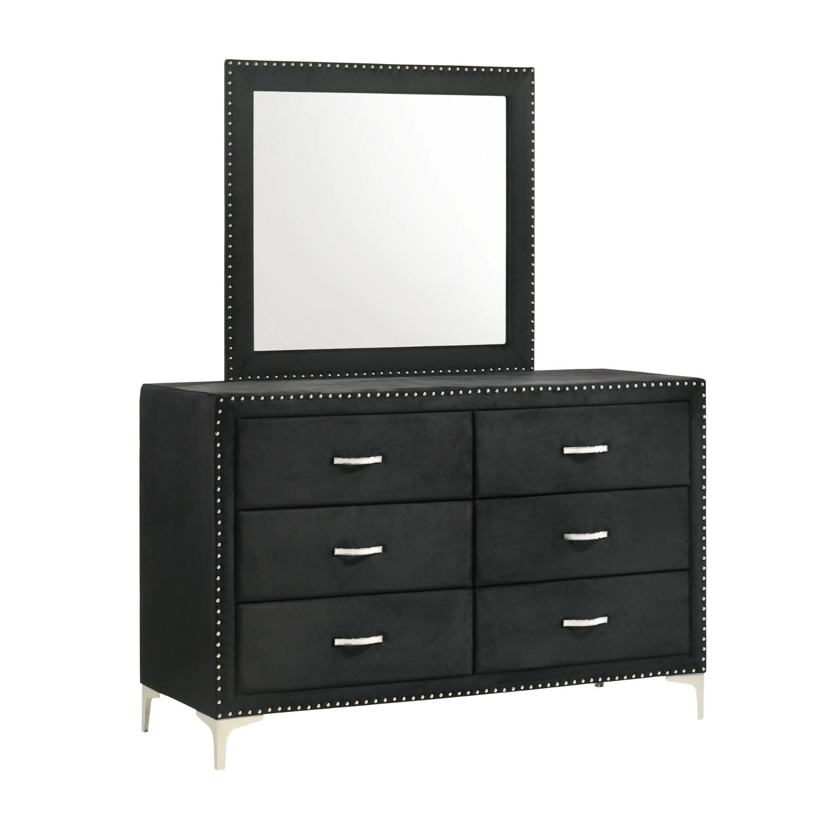 NEW Black Velvet 4PC Queen King Modern Unique Crystal Tufted Bedroom Set B/D/M/N