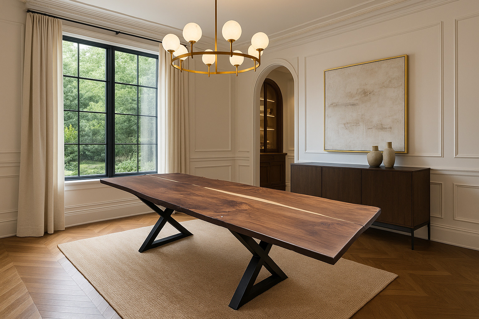 hand made walnut dinner table