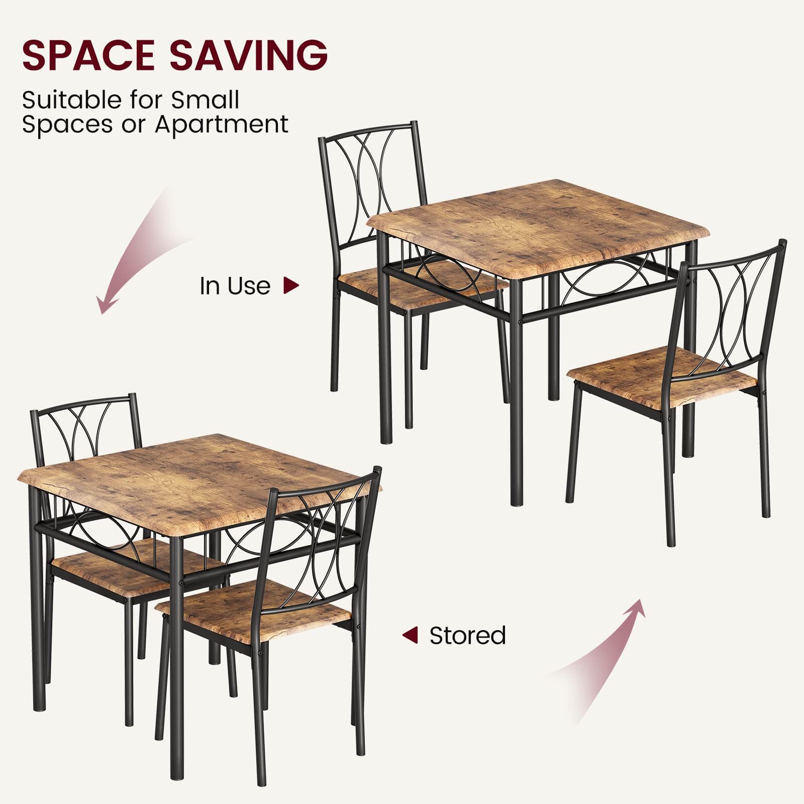☑️Dining Table Set for 2 Kitchen Table and Chairs for 2 Metal and Wood Chairs NE