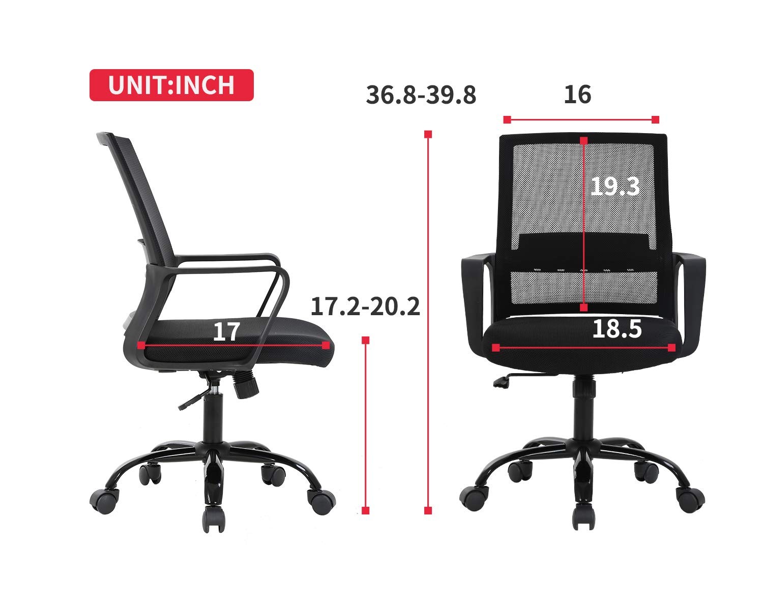 Fdw Office Chair Ergonomic Desk Task Chair Mesh Computer Chair Mid-Back Mesh