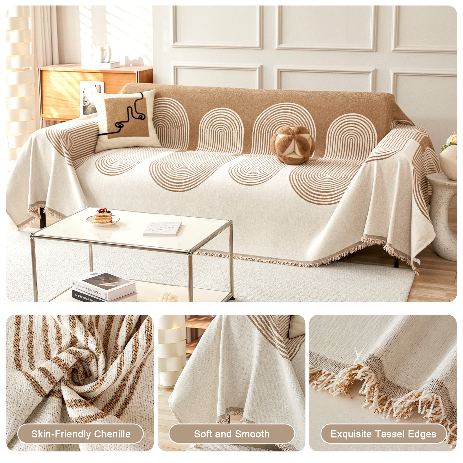 Boho Sofa Covers Reversible Chenille Sectional Couch Covers Dog Couch Protector