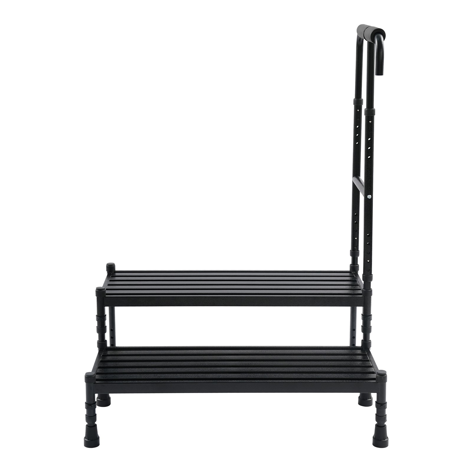 2 Steps Stool with Handle, Adult Ramp with Handrail, Metal Stepping Stool