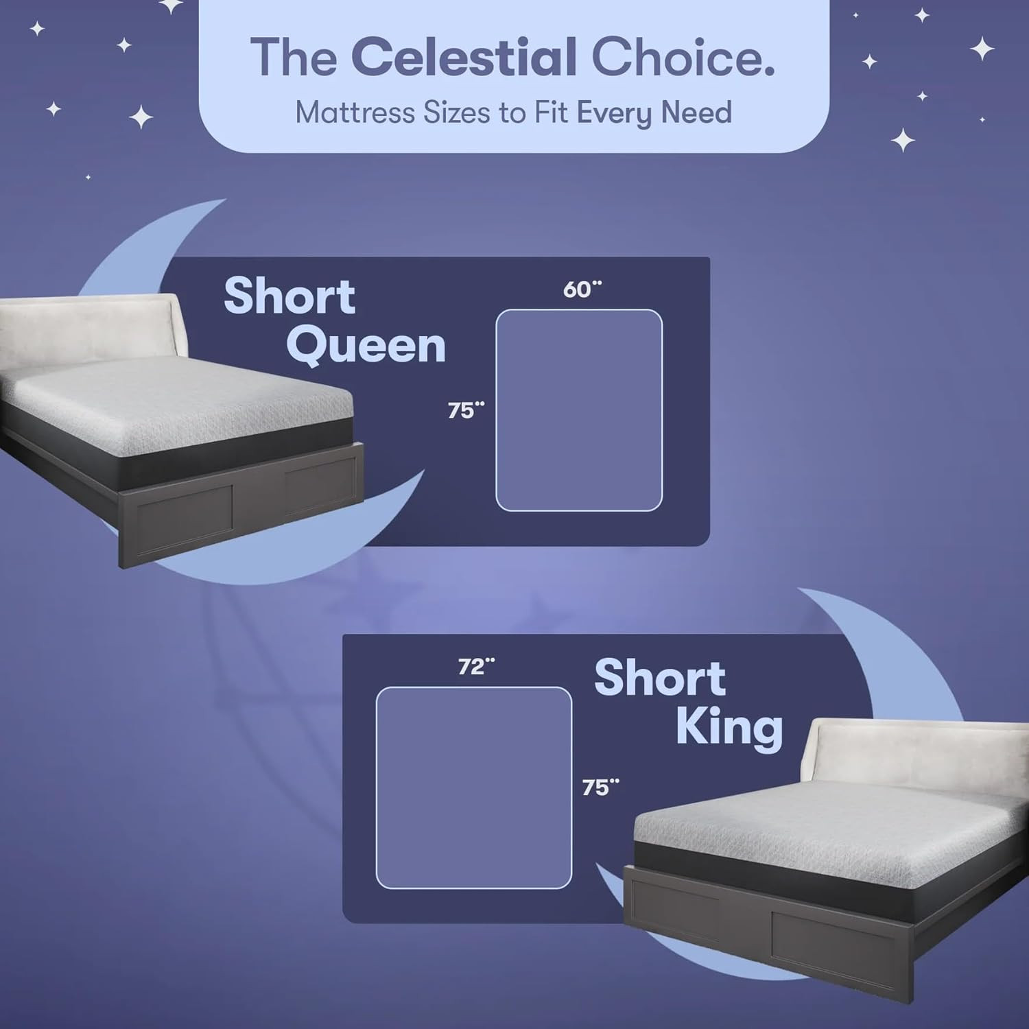 Celestial Sleep 8 Inch RV Short Queen Mattress, Made in the USA, Certipur-Us®, O
