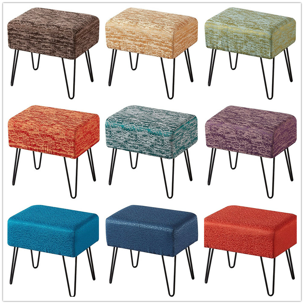 Modern Jacquard Footstool Ottoman Bench Comfy Vanity Chair Entryway Bench Decor