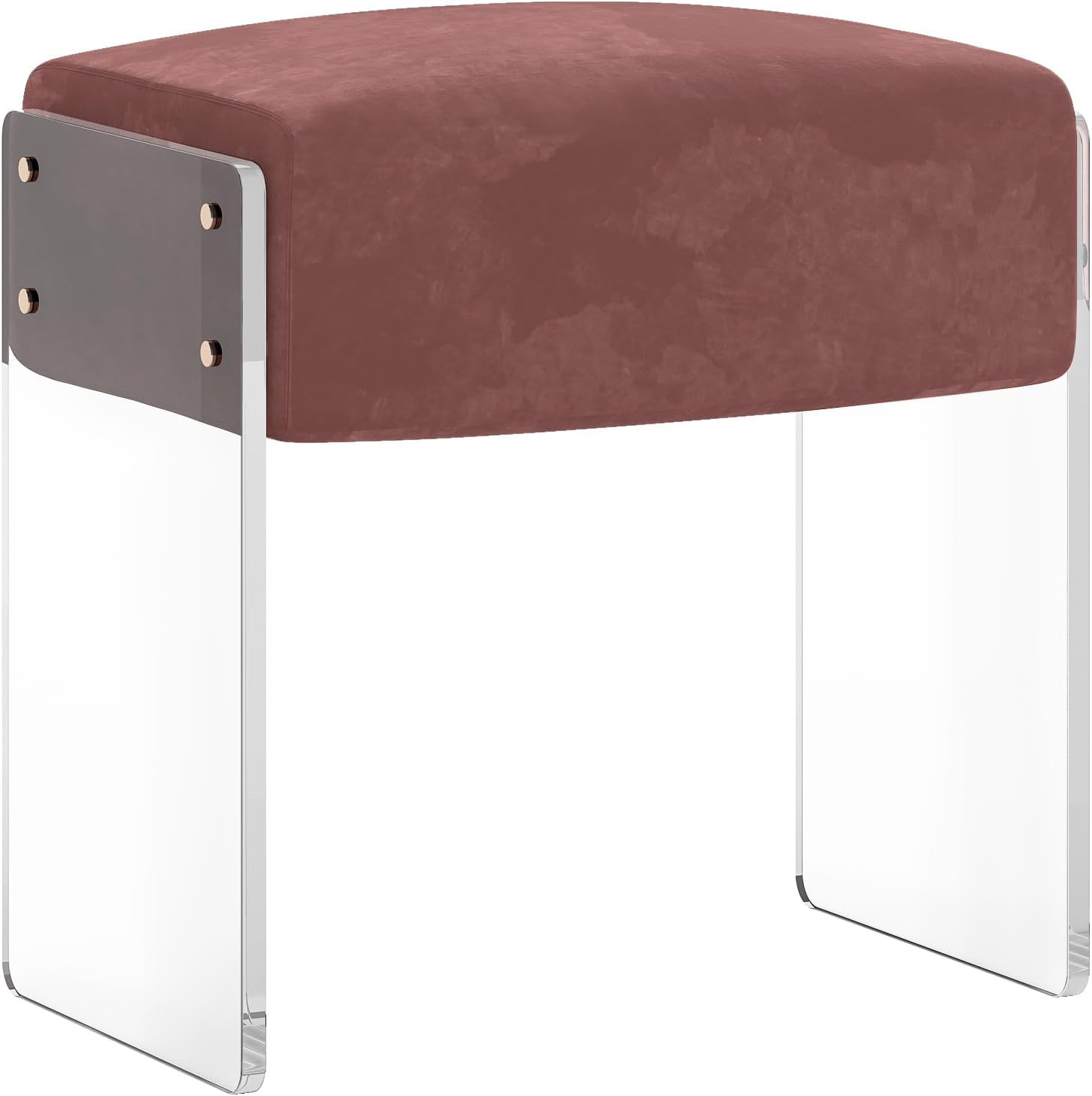 Chic Vanity Stool and Pouf Ottoman with Acrylic Legs for Makeup and Living Rooms