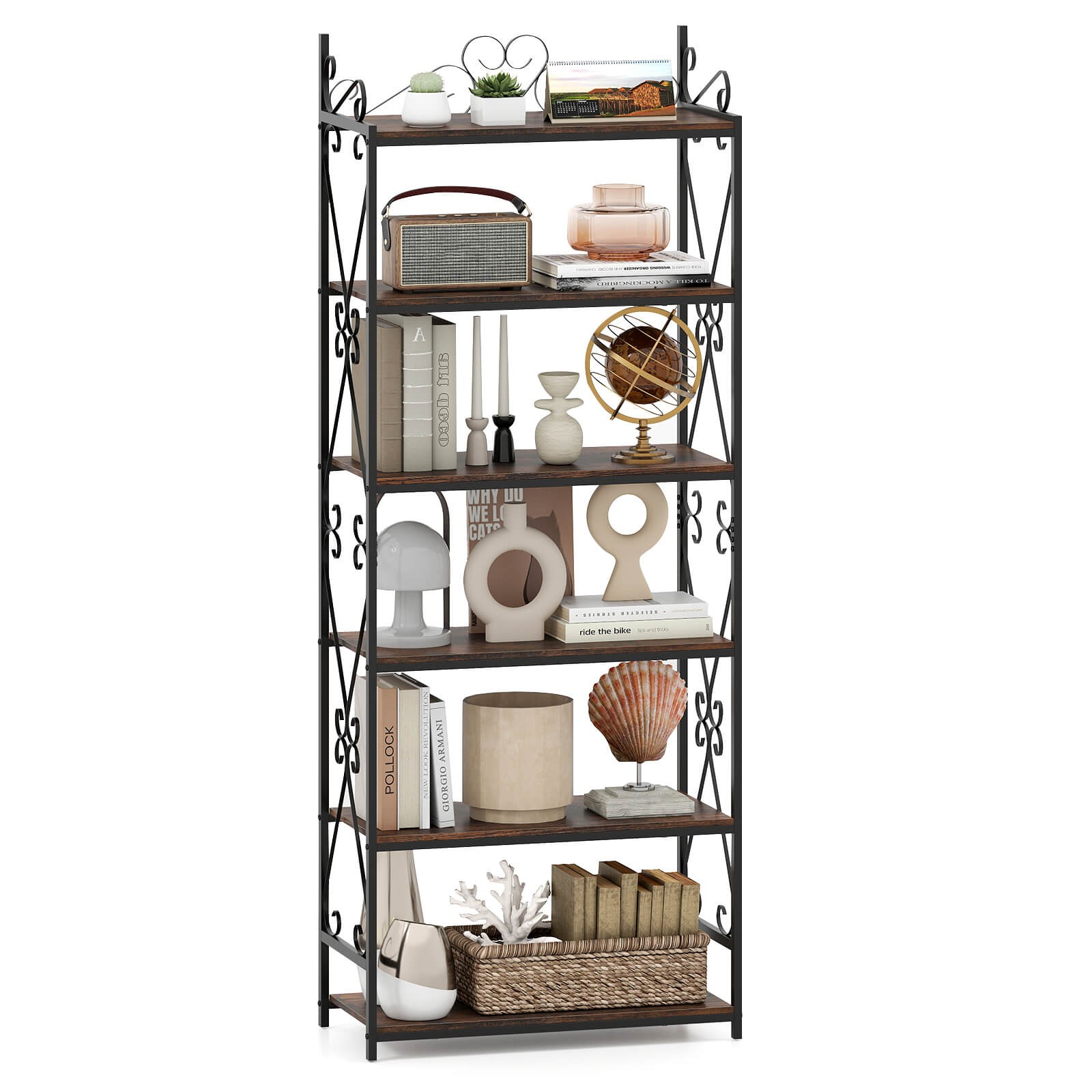 6-Tier Bookshelf, 71.5” Industrial Tall Bookcase w/ Open Shelves for Study